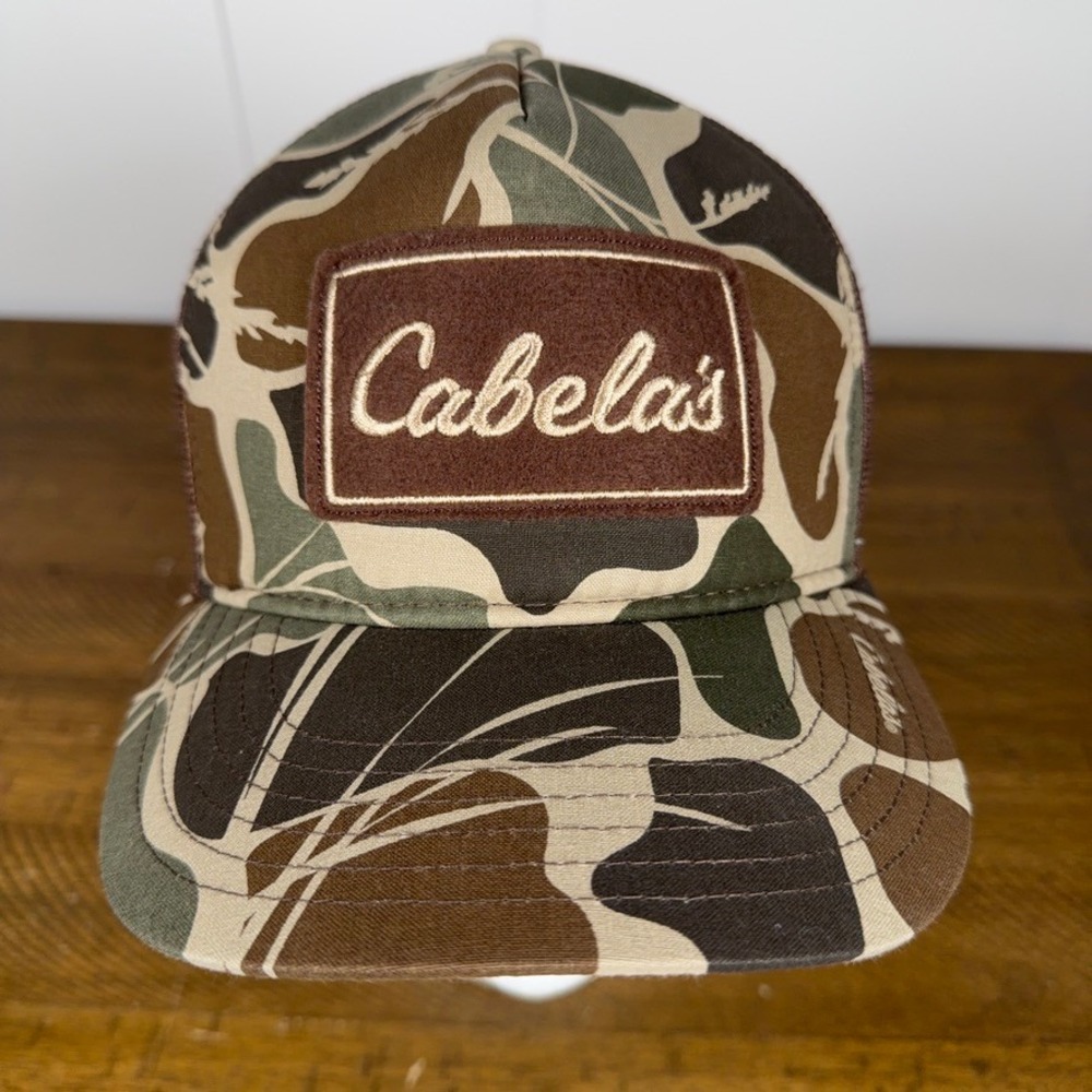 Cabela's Trucker Hat Mens Brown Camo Mesh Back Snapback Hunting Fishing Outdoor